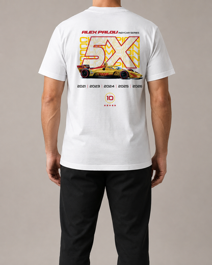 Adult wearing the Champion Tee, back view — studio mockup